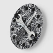 Steampton Silver Gears & Tools Rund Wall Clock Große Wanduhr (Winkel)
