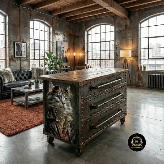 Steampton Silver Tabby Cat Decoupage Papier