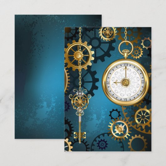 Steampun türkis Hintergrund mit Gears Ankündigung (Vorne/Hinten)