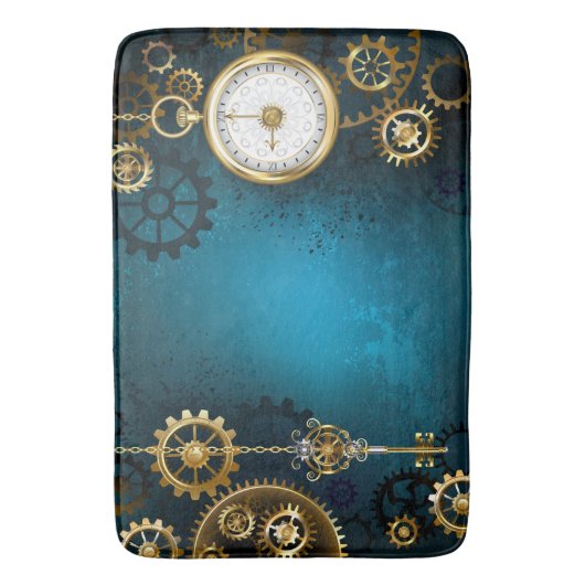 Steampun türkis Hintergrund mit Gears Badematte (Vorderseite Vertikal)
