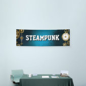 Steampun türkis Hintergrund mit Gears Banner (Messeveranstaltung)