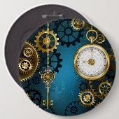 Steampun türkis Hintergrund mit Gears Button (Vorne & Hinten)