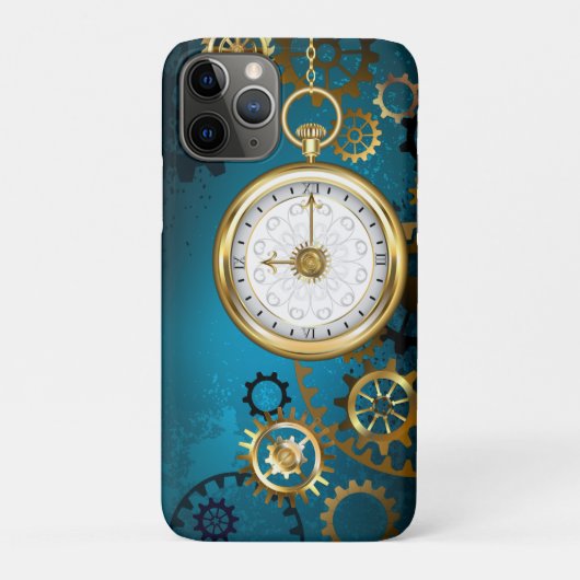 Steampun türkis Hintergrund mit Gears Case-Mate iPhone Hülle (Rückseite)