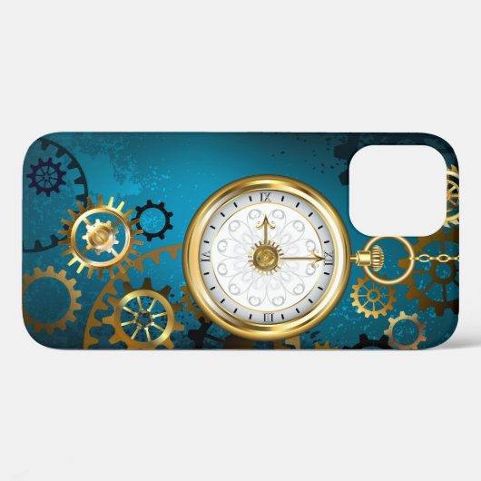 Steampun türkis Hintergrund mit Gears Case-Mate iPhone Hülle (Rückseite (Horizontal))