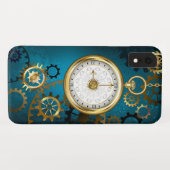 Steampun türkis Hintergrund mit Gears Case-Mate iPhone Hülle (Rückseite (Horizontal))
