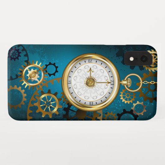 Steampun türkis Hintergrund mit Gears Case-Mate iPhone Hülle (Rückseite (Horizontal))
