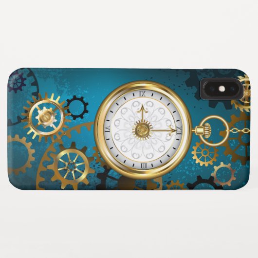 Steampun türkis Hintergrund mit Gears Case-Mate iPhone Hülle (Rückseite (Horizontal))