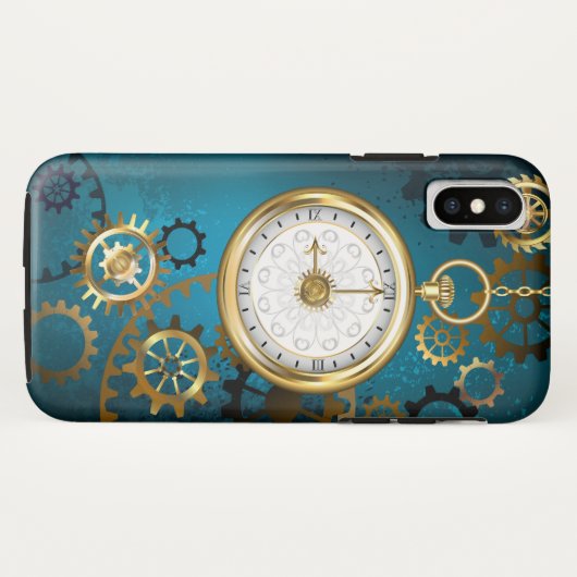 Steampun türkis Hintergrund mit Gears Case-Mate iPhone Hülle (Rückseite (Horizontal))