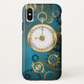 Steampun türkis Hintergrund mit Gears Case-Mate iPhone Hülle (Rückseite)