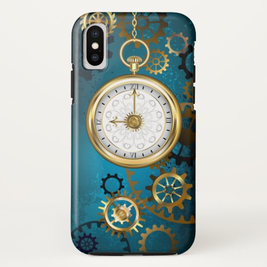 Steampun türkis Hintergrund mit Gears Case-Mate iPhone Hülle (Rückseite)