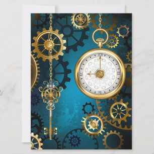 Steampun türkis Hintergrund mit Gears Feiertagskarte