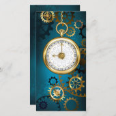 Steampun türkis Hintergrund mit Gears Feiertagskarte (Vorne/Hinten)