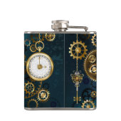 Steampun türkis Hintergrund mit Gears Flachmann (Rückseite)