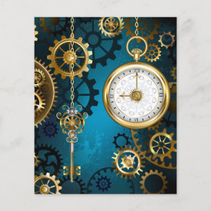 Steampun türkis Hintergrund mit Gears Flyer