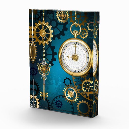 Steampun türkis Hintergrund mit Gears Fotoblock (Rechts)