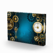 Steampun türkis Hintergrund mit Gears Fotoblock (Rechts)