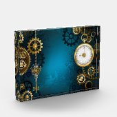 Steampun türkis Hintergrund mit Gears Fotoblock (Links)