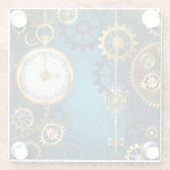 Steampun türkis Hintergrund mit Gears Glasuntersetzer (Rückseite)