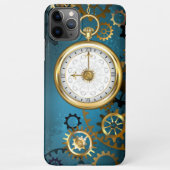 Steampun türkis Hintergrund mit Gears iPhone Hülle (Rückseite)