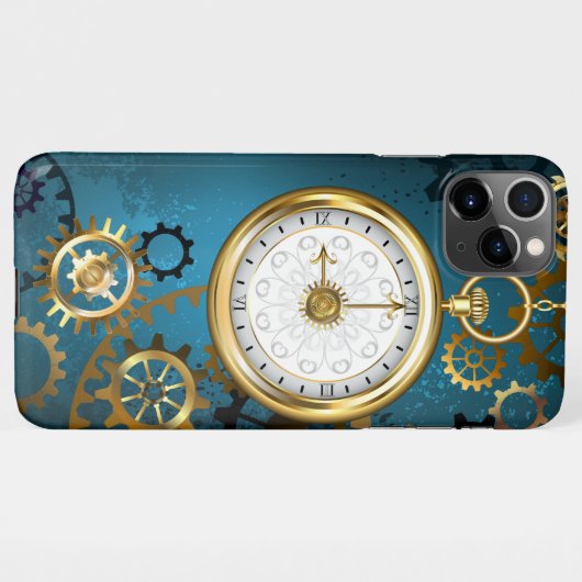 Steampun türkis Hintergrund mit Gears iPhone Hülle (Rückseite (Horizontal))