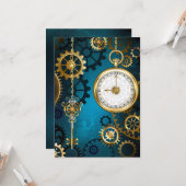 Steampun türkis Hintergrund mit Gears Karte (Vorderseite/Rückseite Beispiel)