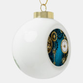 Steampun türkis Hintergrund mit Gears Keramik Kugel-Ornament (Links)