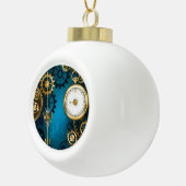 Steampun türkis Hintergrund mit Gears Keramik Kugel-Ornament (Rechts)