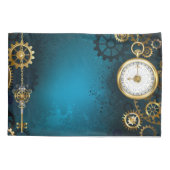 Steampun türkis Hintergrund mit Gears Kissenbezug (Rückseite)