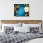 Steampun türkis Hintergrund mit Gears Leinwanddruck (Insitu (Schlafzimmer))