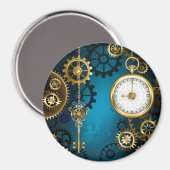 Steampun türkis Hintergrund mit Gears Magnet (Vorderseite/Rückseite)