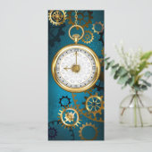 Steampun türkis Hintergrund mit Gears Menükarte (Stehend Vorderseite)