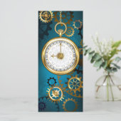 Steampun türkis Hintergrund mit Gears Menükarte (Stehend Vorderseite)