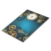 Steampun türkis Hintergrund mit Gears Notizblock (angewinkelt)