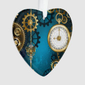 Steampun türkis Hintergrund mit Gears Ornament (Vorderseite)
