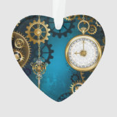 Steampun türkis Hintergrund mit Gears Ornament (Rückseite)
