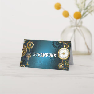 Steampun türkis Hintergrund mit Gears Platzkarte
