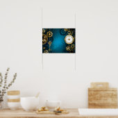 Steampun türkis Hintergrund mit Gears Poster (Küche)