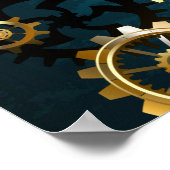 Steampun türkis Hintergrund mit Gears Poster (Ecke)