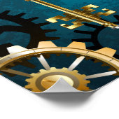 Steampun türkis Hintergrund mit Gears Poster (Ecke)