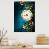 Steampun türkis Hintergrund mit Gears Poster (Küche)