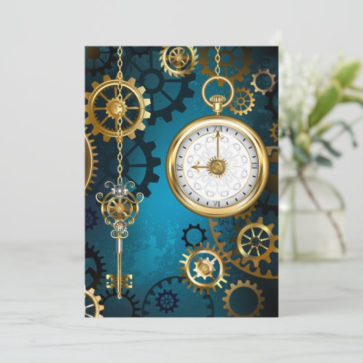 Steampun türkis Hintergrund mit Gears Programm (Stehend Vorderseite)