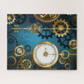 Steampun türkis Hintergrund mit Gears Puzzle (Horizontal)