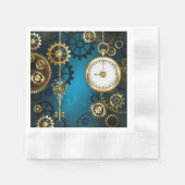 Steampun türkis Hintergrund mit Gears Serviette (Vorderseite)
