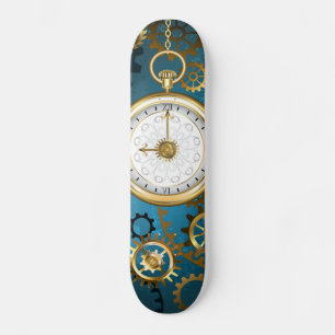 Steampun türkis Hintergrund mit Gears Skateboard