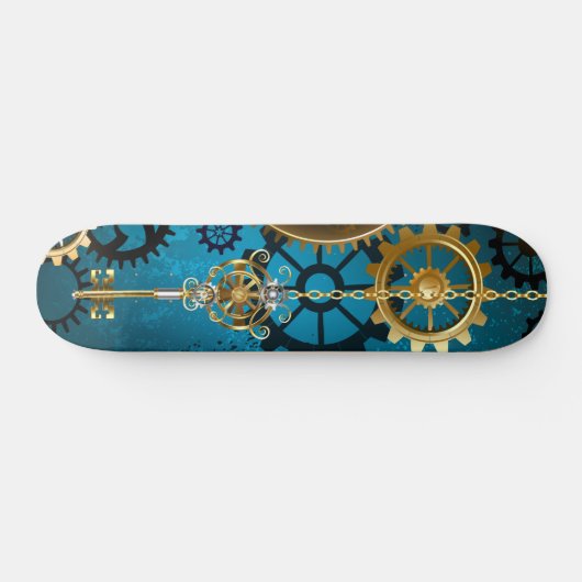 Steampun türkis Hintergrund mit Gears Skateboard (Horizontal)