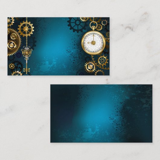 Steampun türkis Hintergrund mit Gears Telefonnummerkarte (Vorne/Hinten)