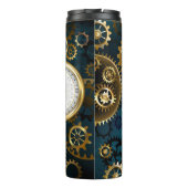 Steampun türkis Hintergrund mit Gears Thermosbecher (Rückseite)