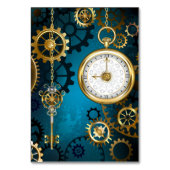 Steampun türkis Hintergrund mit Gears Tischnummer (Vorderseite)