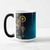 Steampun türkis Hintergrund mit Gears Verwandlungstasse (Links)