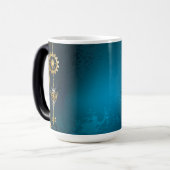 Steampun türkis Hintergrund mit Gears Verwandlungstasse (Vorderseite Links)